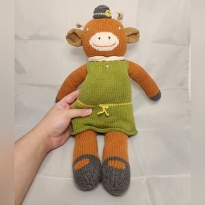 18” BlaBla Knit Cow Wearing Dress Plush Stuffed Animal